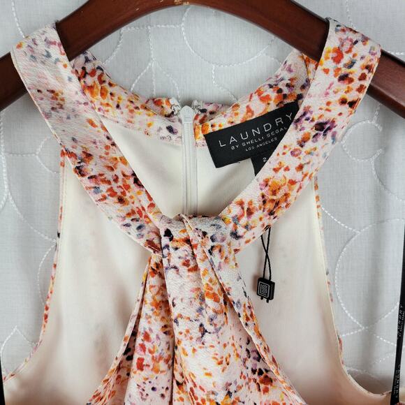 Laundry by Shelli Segal Womens Dress Size 2 Orange Halter Neck Midi Tiered Maxi - Picture 10 of 16